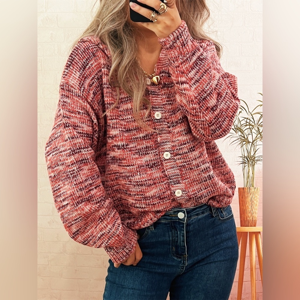 Multi-Colored Knit Button-Down Cardigan - Picture 9 of 12